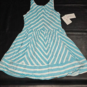 NWT Fiveloaves Twofish Girls Blue White Striped‎ Moana Dreas 10